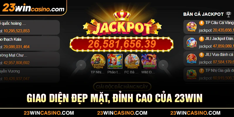 giao diện đẹp mắt đỉnh cao của 23win