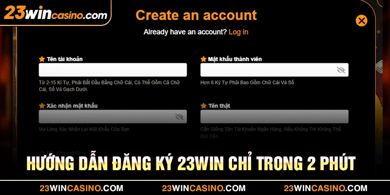 Hướng dẫn đăng ký 23win chỉ trong 2 phút